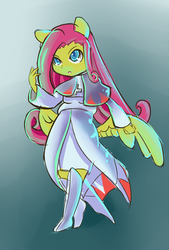 Size: 800x1186 | Tagged: safe, artist:penlink, fluttershy, anthro, g4, ambiguous facial structure, butt wings, final fantasy, white mage