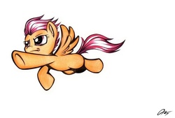 Size: 979x661 | Tagged: safe, artist:applepie5480, scootaloo, pony, g4, female, flying, scootaloo can fly, solo