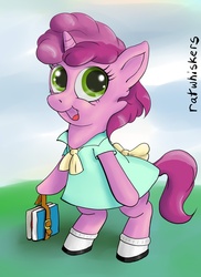 Size: 850x1169 | Tagged: safe, artist:ratwhiskers, ruby pinch, pony, g4, bipedal, book, clothes, dress