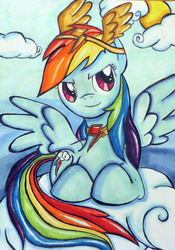 Size: 1800x2574 | Tagged: safe, artist:dracosia, rainbow dash, g4, element of loyalty, traditional art