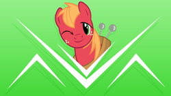 Size: 1920x1080 | Tagged: safe, artist:overmare, big macintosh, earth pony, pony, g4, male, stallion, vector, wallpaper, wink