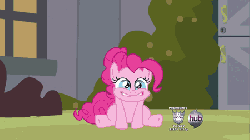 Size: 450x253 | Tagged: safe, screencap, pinkie pie, earth pony, pony, a friend in deed, g4, animated, excited, female, fireworks, hub logo, mare, pinkie being pinkie, pinkie physics, solo