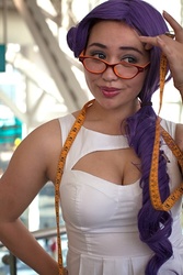 Size: 534x800 | Tagged: safe, artist:autumns-snow, rarity, human, g4, anime expo, cleavage, cosplay, female, glasses, irl, irl human, measuring tape, photo, solo