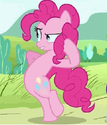 Size: 374x436 | Tagged: safe, edit, screencap, pinkie pie, earth pony, pony, g4, putting your hoof down, animated, bipedal, female, loop, sassy, solo, speed up