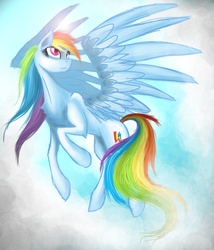 Size: 3000x3500 | Tagged: safe, artist:sitah22, rainbow dash, g4, day, flying, looking up, solo, spread wings, wings