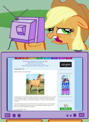 Size: 563x771 | Tagged: safe, applejack, equestria daily, g4, exploitable meme, hoers, season 12 spoiler, seems legit, tv meme, wat