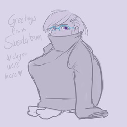 Size: 800x800 | Tagged: safe, artist:moronsonofboron, silver spoon, human, g4, clothes, glasses, gravity falls, humanized, male, older, older silver spoon, sweater, sweater town, the hand that rocks the mabel