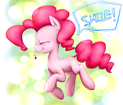 Size: 2100x1800 | Tagged: safe, artist:ifthemainecoon, pinkie pie, earth pony, pony, g4, cute, dialogue, diapinkes, eyes closed, female, mare, music notes, profile, smiling, solo, speech bubble
