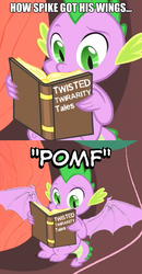 Size: 360x693 | Tagged: safe, spike, dragon, g4, book, comic, hilarious in hindsight, pomf, wingboner, winged spike, wings