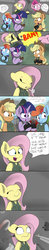 Size: 600x3046 | Tagged: safe, artist:wazzart, applejack, fluttershy, pinkie pie, rainbow dash, twilight sparkle, pony, g4, blood, can you explain the rules again?, comic, female, gmod, gun, imminent death, impending doom, implied death, implied rarity, mare, murder, needs more jpeg, trouble in terrorist town, weapon