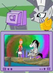 Size: 563x771 | Tagged: safe, zecora, zebra, g4, candace flynn, drugs, exploitable meme, meme, phineas and ferb, rocking chair, tv meme