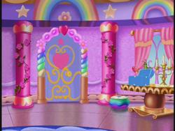 Size: 640x480 | Tagged: safe, screencap, caterpillar, g3, the runaway rainbow, background, crystal rainbow castle, door, rainbow, scenery