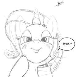 Size: 911x921 | Tagged: safe, artist:skyart301, rarity, pony, g4, dialogue, female, looking at you, monochrome, solo