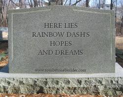 Size: 400x313 | Tagged: safe, rainbow dash, g4, gravestone, here lies squidward's hopes and dreams, one krabs trash, spongebob squarepants, what a baby