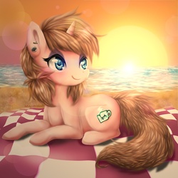 Size: 1134x1134 | Tagged: safe, artist:xwhitex77, oc, oc only, pony, unicorn, beach, female, mare