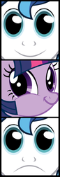 Size: 504x1459 | Tagged: safe, shining armor, twilight sparkle, g4, don't blink or he'll get ya, inverted mouth, twiface, twily face