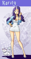 Size: 593x1120 | Tagged: safe, artist:accessworld, artist:darkpaladin, edit, opalescence, rarity, human, g4, breasts, cleavage, female, horn, horned humanization, humanized, skinny, solo, thin
