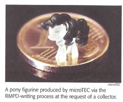 Size: 835x695 | Tagged: safe, artist:micromanufacturing magazine, artist:microtec, pinkie pie, pony, g4, 3d print, customized toy, irl, magazine, magazine scan, micro, model, photo, rmpd, tiny, tiny ponies, toy