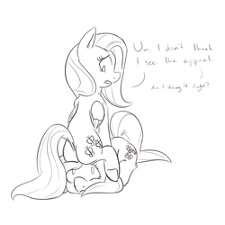 Size: 700x700 | Tagged: safe, fluttershy, pegasus, pony, g4, butt, clone, female, flutterseat, mare, monochrome, plot, self ponidox, sitting on head, sitting on person