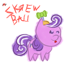 Size: 1024x1024 | Tagged: safe, artist:speedway-king, screwball, earth pony, pony, g4, backwards cutie mark, chibi, derp, female, hat, mare, propeller hat, tongue out