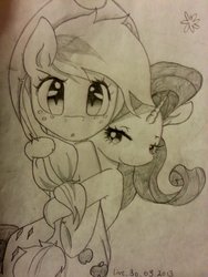 Size: 1024x1365 | Tagged: safe, artist:themoonraven, applejack, rarity, g4, female, hug, lesbian, ship:rarijack, shipping, sketch