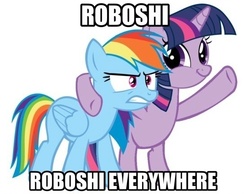 Size: 556x432 | Tagged: safe, rainbow dash, twilight sparkle, g4, meme, meta, roboshi (user), twiface, wrong neighborhood, x x everywhere