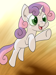 Size: 750x1000 | Tagged: safe, artist:tehflah, sweetie belle, pony, g4, female, jumping, leaping, mid leap, solo