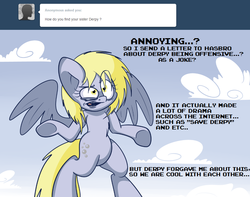 Size: 990x779 | Tagged: safe, artist:extradan, derpy hooves, oc:jerky hooves, g4, derpygate