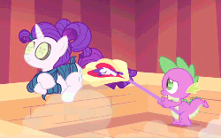 Size: 500x312 | Tagged: safe, screencap, rarity, spike, dragon, pony, unicorn, g4, green isn't your color, animated, cucumber, eyes on the prize, fanning, female, food, male, mare, sauna, seaweed wrap