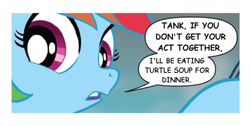 Size: 500x252 | Tagged: safe, artist:tony fleecs, edit, idw, official comic, rainbow dash, series:my little pony mysteries, series:the mystery of the stale atmosphere, g4, micro-series #2, my little pony micro-series, comic book