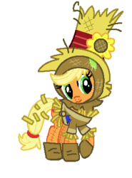 Size: 294x397 | Tagged: safe, artist:magic-kristina-kw, applejack, earth pony, pony, g4, female, mare, scarecrow, simple background, solo, the wizard of oz, transparent background