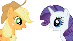 Size: 1440x808 | Tagged: safe, artist:zoiby, applejack, rarity, g4, simple background, transparent background, vector