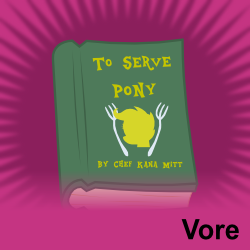 Size: 250x250 | Tagged: safe, artist:ze, scootaloo, g4, book, damon knight, fork, meta, official spoiler image, spoilered image joke, the twilight zone, to serve man, vore