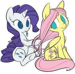 Size: 711x700 | Tagged: safe, artist:alchemicmaster, artist:php27, edit, fluttershy, rarity, g4, ribbon