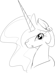 Size: 736x965 | Tagged: safe, artist:zev, princess celestia, pony, g4, female, grayscale, monochrome, portrait, solo