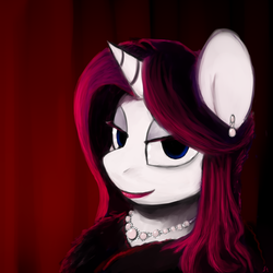 Size: 3000x3000 | Tagged: safe, artist:gordonfreeguy, rarity, pony, g4, ear piercing, female, jewelry, lipstick, looking at you, necklace, piercing, portrait, solo