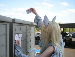 Size: 3264x2448 | Tagged: safe, artist:yamatanokaguya, derpy hooves, human, g4, cosplay, irl, irl human, letter, mail, photo, solo, working