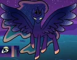 Size: 1280x994 | Tagged: safe, artist:zombiecollie, princess luna, pony, ask lusty luna, g4, female, night, raised hoof, reference sheet, solo, tumblr