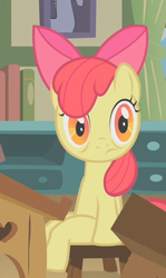 Size: 573x959 | Tagged: safe, screencap, apple bloom, earth pony, pony, call of the cutie, g4, cropped, faic, female, solo, wide eyes