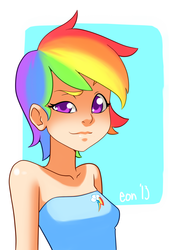 Size: 900x1250 | Tagged: safe, artist:eonhite, rainbow dash, human, g4, humanized, solo