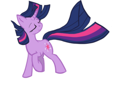 Size: 1067x746 | Tagged: safe, artist:muggyheatwave, twilight sparkle, pony, g4, eyes closed, female, raised hoof, simple background, solo, transparent background, windswept mane