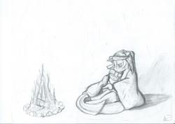 Size: 2338x1654 | Tagged: safe, artist:thadis, twilight sparkle, oc, g4, blanket, campfire, canon x oc, cuddling, female, hug, male, shipping, straight, traditional art