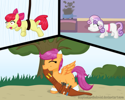 Size: 1000x800 | Tagged: safe, artist:taco-bandit, apple bloom, scootaloo, sweetie belle, g4, cutie mark crusaders