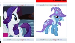 Size: 956x547 | Tagged: safe, rarity, trixie, derpibooru, g4, exploitable meme, juxtaposition, juxtaposition win, scrunchy face, wink