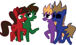 Size: 1024x609 | Tagged: safe, artist:alisonwonderland1951, oc, oc:amelia, earth pony, pony, edd gould (eddsworld), eddsworld, matt (eddsworld), non-mlp oc, ponified, request, simple background, tom (eddsworld), transparent background, vector