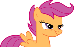 Size: 1500x956 | Tagged: safe, artist:kamartenn, scootaloo, g4, female, filly, foal, nose wrinkle, simple background, smug, smugaloo, transparent background, vector