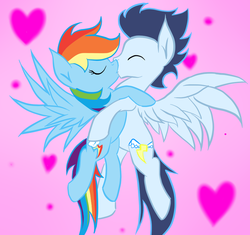 Size: 960x903 | Tagged: safe, artist:rhauniffer, rainbow dash, soarin', g4, female, kissing, male, ship:soarindash, shipping, straight