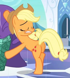 Size: 803x886 | Tagged: safe, screencap, applejack, earth pony, pony, g4, the crystal empire, butt, female, mare, plot