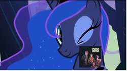 Size: 1030x579 | Tagged: safe, edit, screencap, princess luna, alicorn, pony, g4, sleepless in ponyville, album cover, cream (band), female, luna covered in cream, mare, pun, visual pun, wink