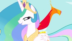 Size: 1280x720 | Tagged: safe, screencap, philomena, princess celestia, phoenix, a bird in the hoof, g4